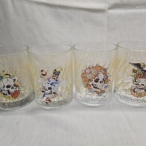 Don Ed Hardy By Christian Audigier Skull Drinking Glass & Shot Glasses Set of 8